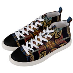 Abstract, Pattern Arabesque Design Tile Decoration Seamless Men s Mid-top Canvas Sneakers