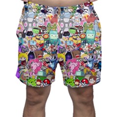 Assorted Cartoon Characters Doodle  Style Heroes Men s Shorts