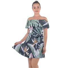 Tropical T- Shirt Tropical Garden Floricorous T- Shirt Off Shoulder Velour Dress by maxcute