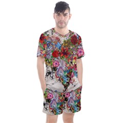 Romantic Cotton Pattern Wallpaper Texture Design Art Men s Mesh Tee And Shorts Set