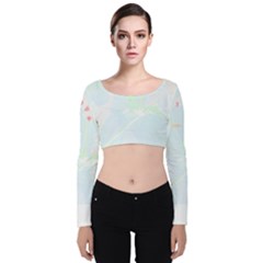 Tropical T- Shirt Tropical Garden Flower Bean T- Shirt Velvet Long Sleeve Crop Top