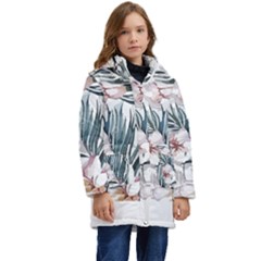 Tropical T- Shirt Tropical Garden Sheet T- Shirt Kid s Hooded Longline Puffer Jacket