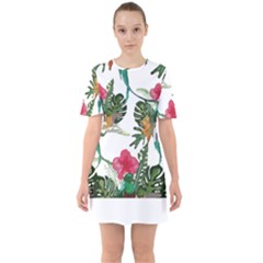 Tropical T- Shirt Tropical Graceful Anomaliflor T- Shirt Sixties Short Sleeve Mini Dress by maxcute