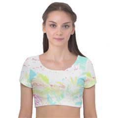 Tropical T- Shirt Tropical Graceful Blossoming T- Shirt Velvet Short Sleeve Crop Top  by maxcute