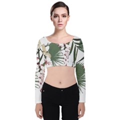 Tropical T- Shirt Tropical Graceful Cauliflory T- Shirt Velvet Long Sleeve Crop Top by maxcute