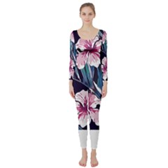 Tropical T- Shirt Tropical Graceful Flower T- Shirt Long Sleeve Catsuit by maxcute