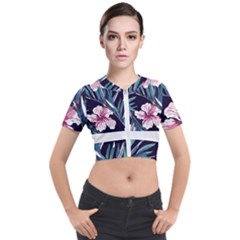 Tropical T- Shirt Tropical Graceful Flower T- Shirt Short Sleeve Cropped Jacket by maxcute