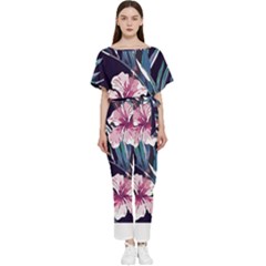 Tropical T- Shirt Tropical Graceful Flower T- Shirt Batwing Lightweight Chiffon Jumpsuit by maxcute