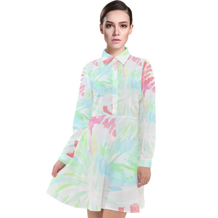 Tropical T- Shirt Tropical Graceful Forestry T- Shirt Long Sleeve Chiffon Shirt Dress