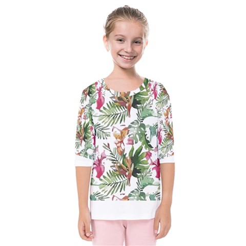 Tropical T- Shirt Tropical Majestic Floral T- Shirt Kids  Quarter Sleeve Raglan Tee by maxcute