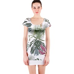 Tropical T- Shirt Tropical Pattern Antler T- Shirt Short Sleeve Bodycon Dress by maxcute