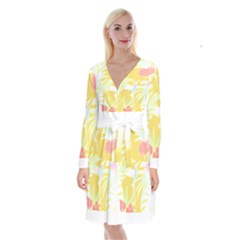 Tropical T- Shirt Tropical Pattern Feminiflorative T- Shirt Long Sleeve Velvet Front Wrap Dress by maxcute