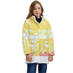 Tropical T- Shirt Tropical Pattern Feminiflorative T- Shirt Kid s Hooded Longline Puffer Jacket