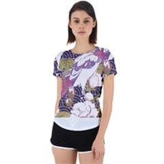 Tropical T- Shirt Tropical Pattern Floriculture T- Shirt Back Cut Out Sport Tee