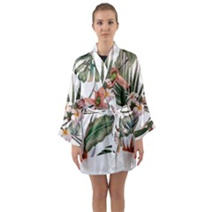 Tropical T- Shirt Tropical Pattern Quiniflore T- Shirt Long Sleeve Satin Kimono by maxcute