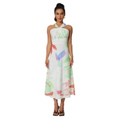 Tropical T- Shirt Tropical Sublime Blossom T- Shirt Sleeveless Cross Front Cocktail Midi Chiffon Dress by maxcute