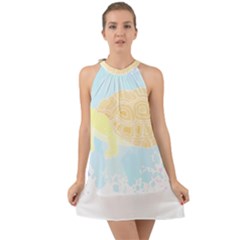 Turtle Gift T- Shirtturtle T- Shirt Halter Tie Back Chiffon Dress by maxcute