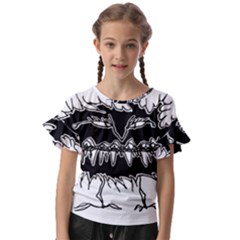 Creepy Black Monster Sketchy Style Drawing Kids  Cut Out Flutter Sleeves by dflcprintsclothing