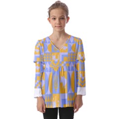 Ukraine T- Shirt Ukraine Pattern Kids  V Neck Casual Top by maxcute