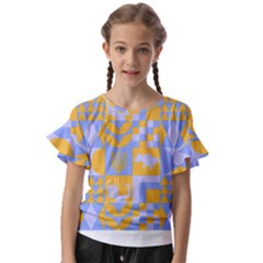 Ukraine T- Shirt Ukraine Pattern Kids  Cut Out Flutter Sleeves