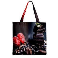 Chocolate Dark Zipper Grocery Tote Bag by artworkshop