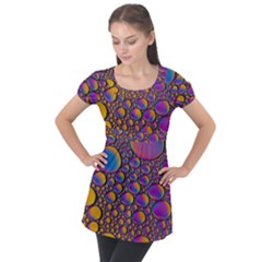 Bubble Color Puff Sleeve Tunic Top by artworkshop