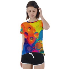 Colorfull Pattern Short Sleeve Open Back Tee
