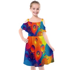 Colorfull Pattern Kids  Cut Out Shoulders Chiffon Dress by artworkshop