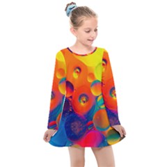 Colorfull Pattern Kids  Long Sleeve Dress by artworkshop