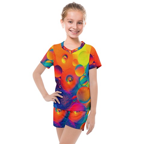 Colorfull Pattern Kids  Mesh Tee And Shorts Set by artworkshop