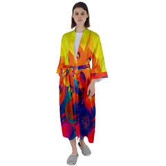 Colorfull Pattern Maxi Satin Kimono by artworkshop