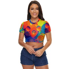 Colorfull Pattern Side Button Cropped Tee by artworkshop