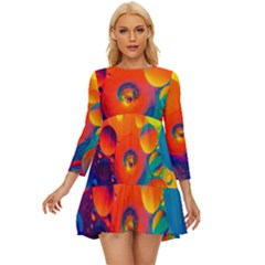 Colorfull Pattern Long Sleeve Babydoll Dress by artworkshop