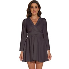 Mahogany Muse Long Sleeve V-neck Chiffon Dress  by HWDesign