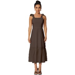 Mahogany Muse Tie-strap Tiered Midi Chiffon Dress by HWDesign