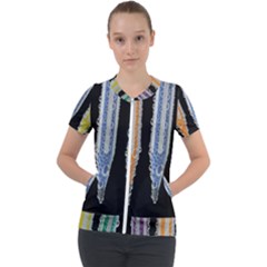 Pencil Colorfull Pattern Short Sleeve Zip Up Jacket by artworkshop