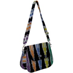 Pencil Colorfull Pattern Saddle Handbag by artworkshop