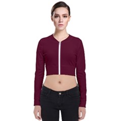 Burgundy Scarlet Long Sleeve Zip Up Bomber Jacket