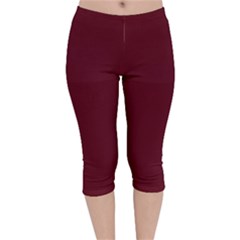 Burgundy Scarlet Velvet Capri Leggings  by BohoMe