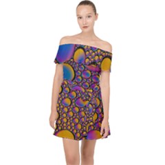 Bubble Color Off Shoulder Chiffon Dress by artworkshop