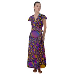 Bubble Color Flutter Sleeve Maxi Dress by artworkshop