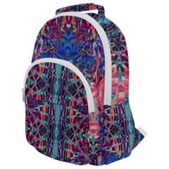 Cobalt Arabesque Rounded Multi Pocket Backpack by kaleidomarblingart