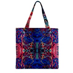 Cobalt Arabesque Zipper Grocery Tote Bag by kaleidomarblingart