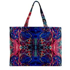 Cobalt Arabesque Zipper Mini Tote Bag by kaleidomarblingart