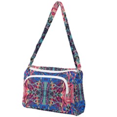 Cobalt Arabesque Front Pocket Crossbody Bag by kaleidomarblingart