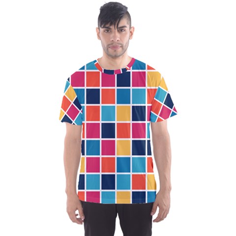 Square Plaid Checkered Pattern Men s Sport Mesh Tee by Ravend