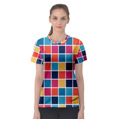 Square Plaid Checkered Pattern Women s Sport Mesh Tee