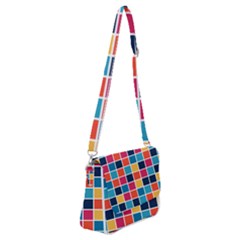Square Plaid Checkered Pattern Shoulder Bag With Back Zipper by Ravend