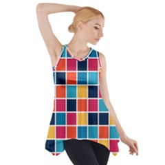Square Plaid Checkered Pattern Side Drop Tank Tunic by Ravend