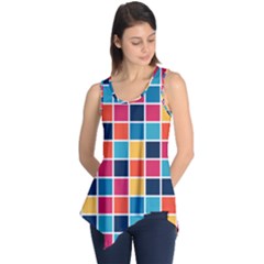 Square Plaid Checkered Pattern Sleeveless Tunic by Ravend